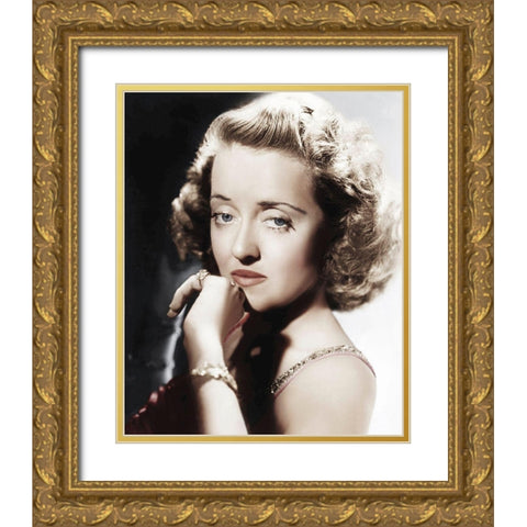 Bette Davis Gold Ornate Wood Framed Art Print with Double Matting by Hollywood Photo Archive