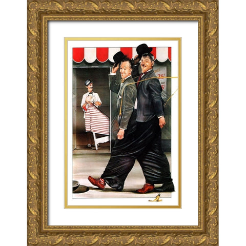 Laurel and Hardy - Ben Turpin Gold Ornate Wood Framed Art Print with Double Matting by Hollywood Photo Archive