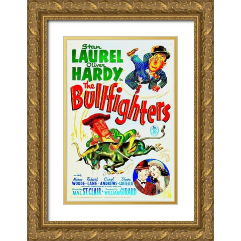 Laurel and Hardy - The Bullfighters, 1945 Gold Ornate Wood Framed Art Print with Double Matting by Hollywood Photo Archive