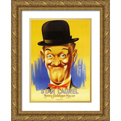 Laurel and Hardy - Stan Laurel, 1933 Gold Ornate Wood Framed Art Print with Double Matting by Hollywood Photo Archive