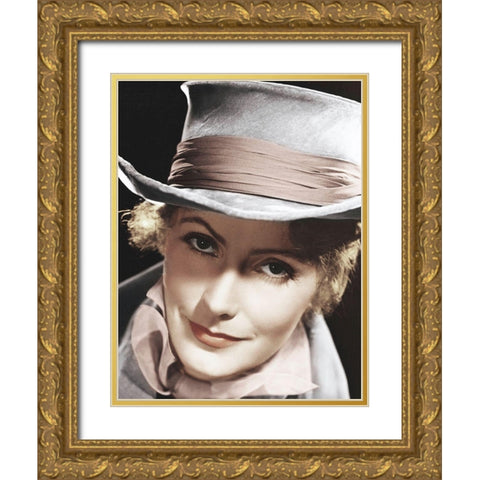 Greta Garbo Gold Ornate Wood Framed Art Print with Double Matting by Hollywood Photo Archive