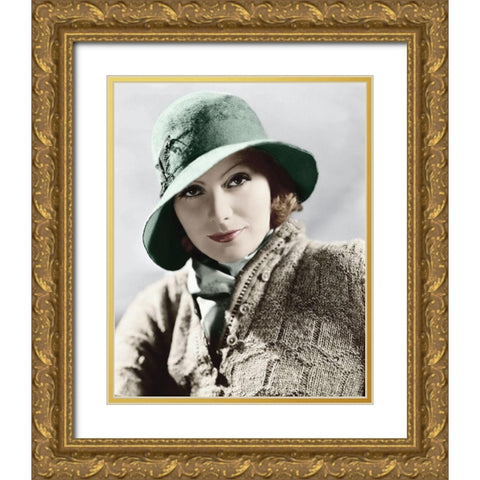 Greta Garbo Gold Ornate Wood Framed Art Print with Double Matting by Hollywood Photo Archive
