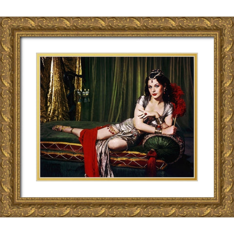 Hedy Lamarr Gold Ornate Wood Framed Art Print with Double Matting by Hollywood Photo Archive
