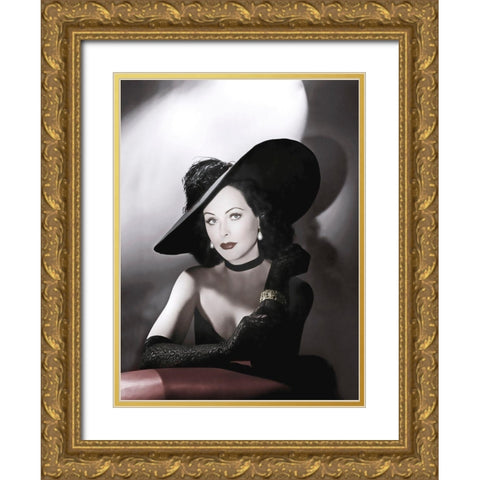 Hedy Lamarr Gold Ornate Wood Framed Art Print with Double Matting by Hollywood Photo Archive