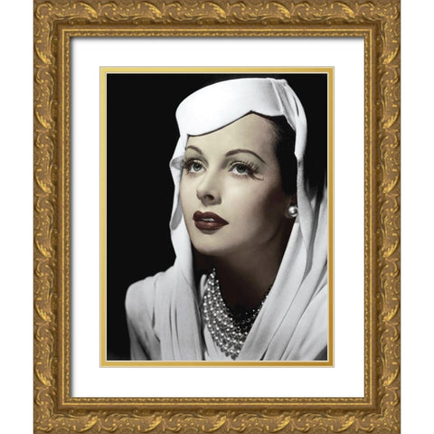 Hedy Lamarr Gold Ornate Wood Framed Art Print with Double Matting by Hollywood Photo Archive