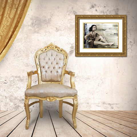 Hedy Lamarr Gold Ornate Wood Framed Art Print with Double Matting by Hollywood Photo Archive