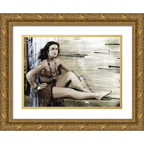 Hedy Lamarr Gold Ornate Wood Framed Art Print with Double Matting by Hollywood Photo Archive