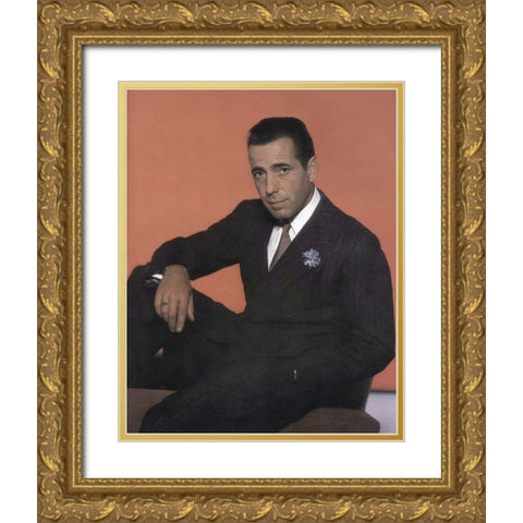 Humphrey Bogart Gold Ornate Wood Framed Art Print with Double Matting by Hollywood Photo Archive