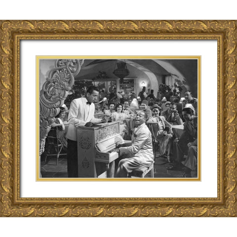 Humphrey Bogart - Casablanca Gold Ornate Wood Framed Art Print with Double Matting by Hollywood Photo Archive