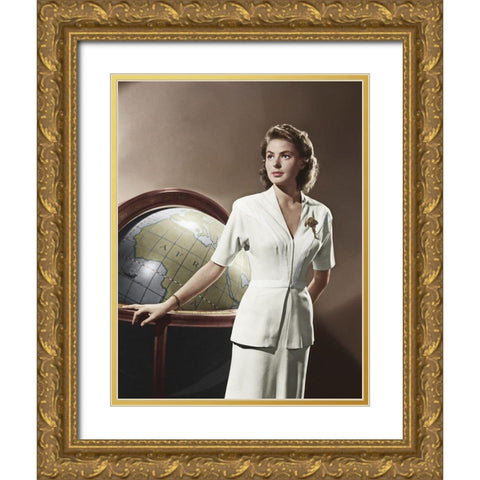 Ingrid Bergman - Casablanca Gold Ornate Wood Framed Art Print with Double Matting by Hollywood Photo Archive