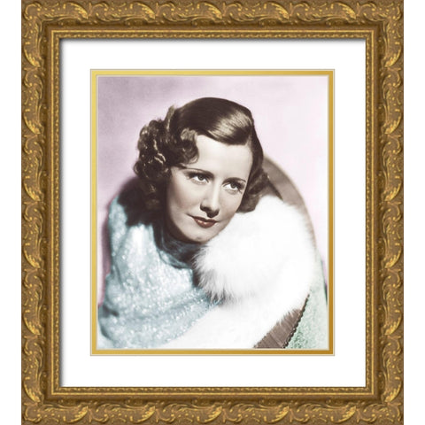 Irene Dunne Gold Ornate Wood Framed Art Print with Double Matting by Hollywood Photo Archive