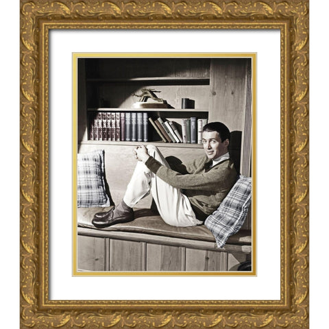 James Stewart Gold Ornate Wood Framed Art Print with Double Matting by Hollywood Photo Archive
