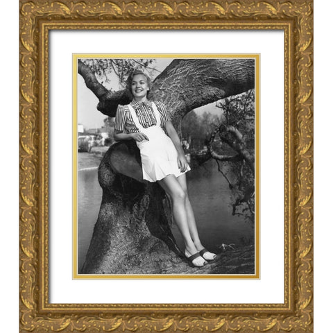 Jane Wyman Gold Ornate Wood Framed Art Print with Double Matting by Hollywood Photo Archive