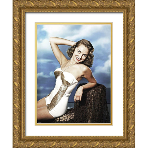 Janet Leigh Gold Ornate Wood Framed Art Print with Double Matting by Hollywood Photo Archive