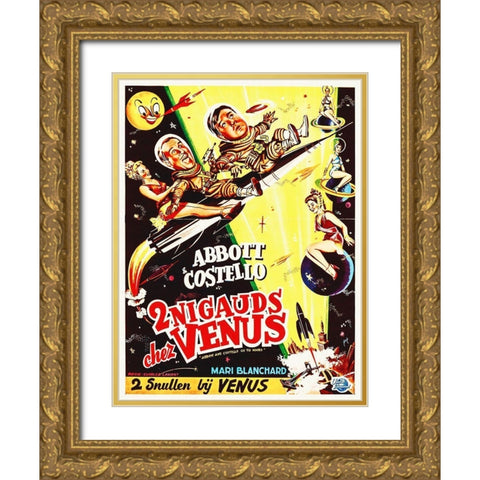 Abbott and Costello - French - Go To Mars Gold Ornate Wood Framed Art Print with Double Matting by Hollywood Photo Archive