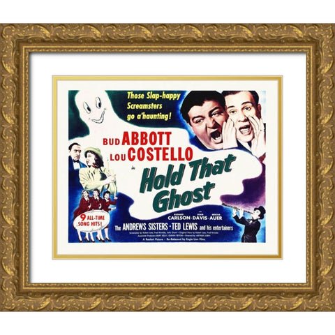 Abbott and Costello - Hold That Ghost Gold Ornate Wood Framed Art Print with Double Matting by Hollywood Photo Archive