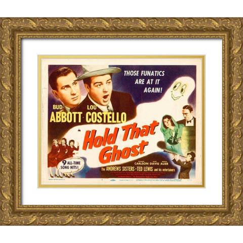 Abbott and Costello - Hold That Ghost Gold Ornate Wood Framed Art Print with Double Matting by Hollywood Photo Archive