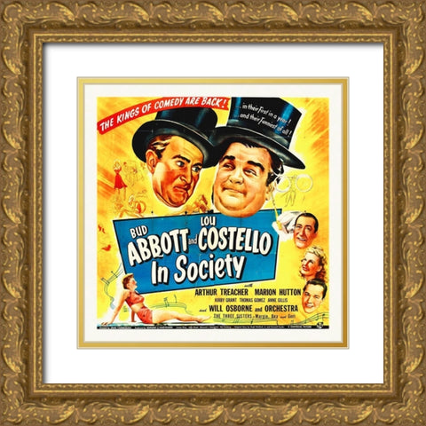 Abbott and Costello - In Society Gold Ornate Wood Framed Art Print with Double Matting by Hollywood Photo Archive