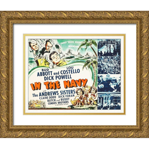 Abbott and Costello - In The Navy Gold Ornate Wood Framed Art Print with Double Matting by Hollywood Photo Archive