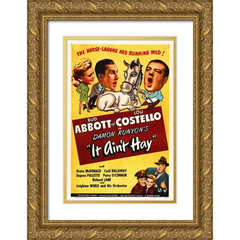 Abbott and Costello - It Aint Hay Gold Ornate Wood Framed Art Print with Double Matting by Hollywood Photo Archive