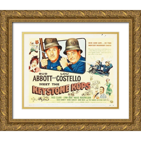 Abbott and Costello - Keystone Kops Gold Ornate Wood Framed Art Print with Double Matting by Hollywood Photo Archive