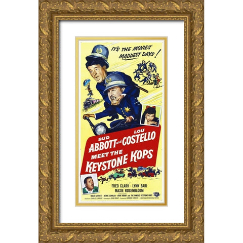 Abbott and Costello - Keystone Kops Gold Ornate Wood Framed Art Print with Double Matting by Hollywood Photo Archive