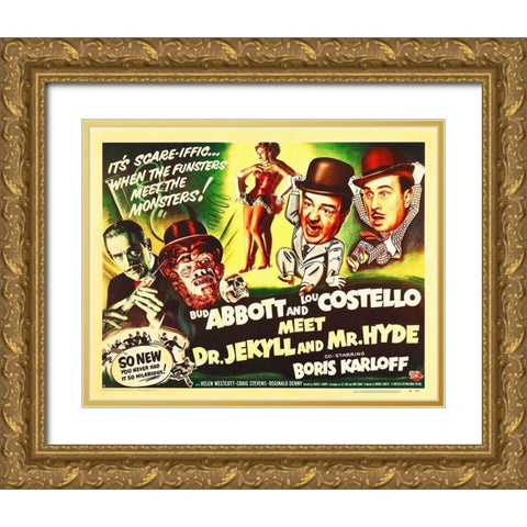 Abbott and Costello - Meet Dr Jekyll And Mr. Hyde Gold Ornate Wood Framed Art Print with Double Matting by Hollywood Photo Archive