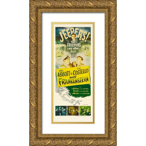 Abbott and Costello - Meet Frankenstein Gold Ornate Wood Framed Art Print with Double Matting by Hollywood Photo Archive