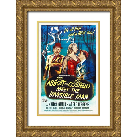 Abbott and Costello - Meet The Invisible Man Gold Ornate Wood Framed Art Print with Double Matting by Hollywood Photo Archive
