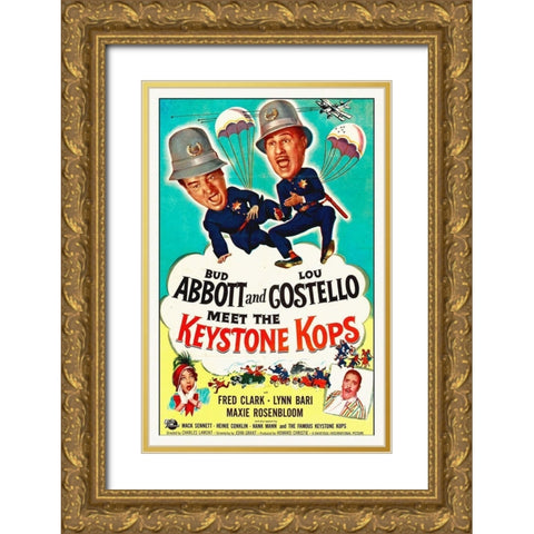 Abbott and Costello - Meet The Keystone Kops Gold Ornate Wood Framed Art Print with Double Matting by Hollywood Photo Archive