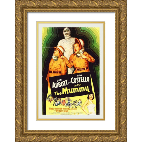 Abbott and Costello - Meet The Mummy Gold Ornate Wood Framed Art Print with Double Matting by Hollywood Photo Archive