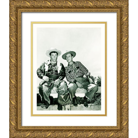 Abbott and Costello - Promotional Still - Ride Em Cowboy Gold Ornate Wood Framed Art Print with Double Matting by Hollywood Photo Archive