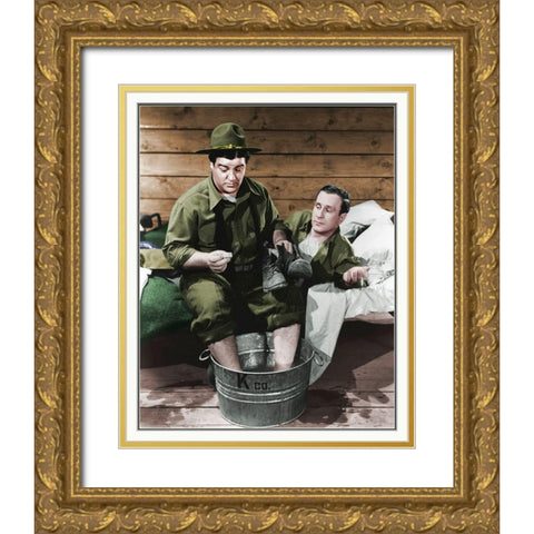 Abbott and Costello - Promotional Still Buck Privates Gold Ornate Wood Framed Art Print with Double Matting by Hollywood Photo Archive