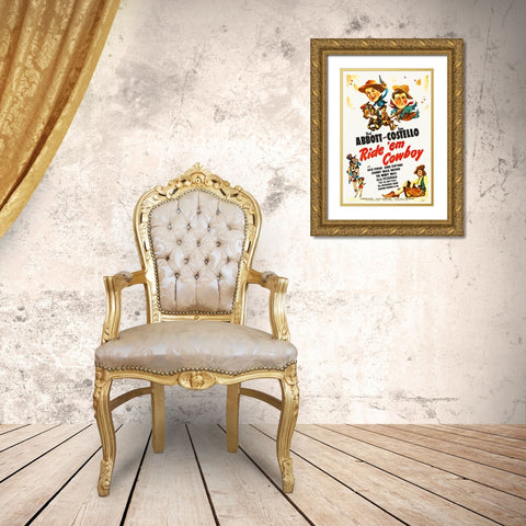 Abbott and Costello - Ride Em Cowboy Gold Ornate Wood Framed Art Print with Double Matting by Hollywood Photo Archive