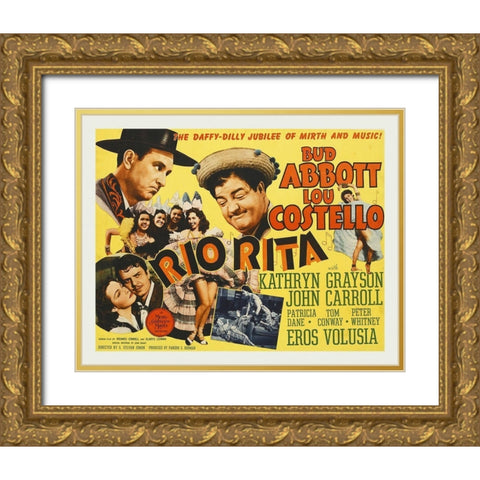 Abbott and Costello - Rio Rita Gold Ornate Wood Framed Art Print with Double Matting by Hollywood Photo Archive
