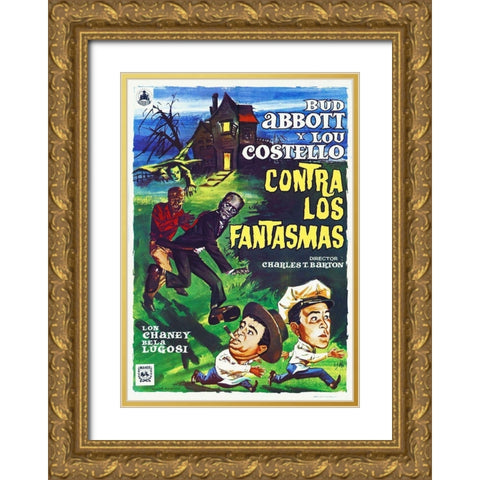 Abbott and Costello - Spanish - Meet The Ghosts Gold Ornate Wood Framed Art Print with Double Matting by Hollywood Photo Archive