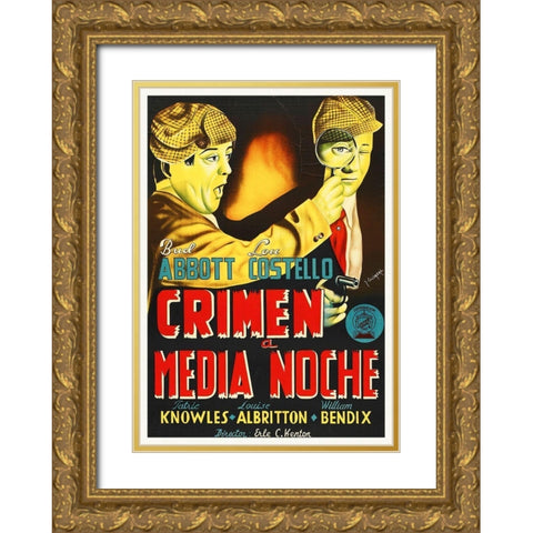 Abbott and Costello - Spanish - Who Done It Gold Ornate Wood Framed Art Print with Double Matting by Hollywood Photo Archive