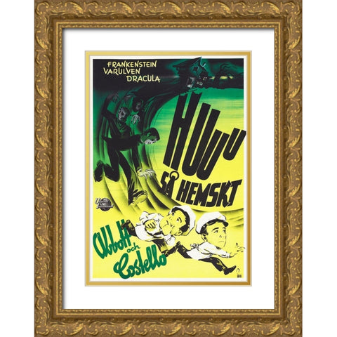 Abbott and Costello - Swedish - Meet Frankenstein Gold Ornate Wood Framed Art Print with Double Matting by Hollywood Photo Archive