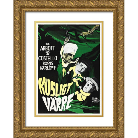 Abbott and Costello - Swedish - Meet The Killer Gold Ornate Wood Framed Art Print with Double Matting by Hollywood Photo Archive