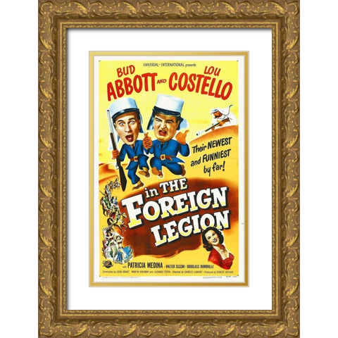Abbott and Costello - The Foreign Legion Gold Ornate Wood Framed Art Print with Double Matting by Hollywood Photo Archive