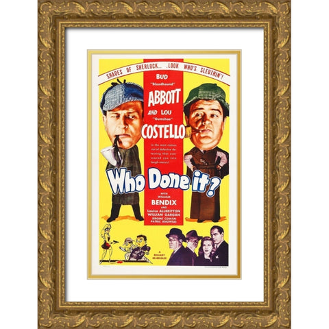 Abbott and Costello - Who Done It Gold Ornate Wood Framed Art Print with Double Matting by Hollywood Photo Archive