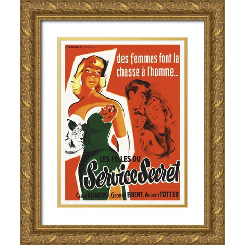 FBI Girl Gold Ornate Wood Framed Art Print with Double Matting by Hollywood Photo Archive