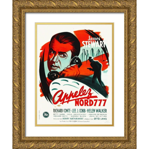 French - Call Northside 777 Gold Ornate Wood Framed Art Print with Double Matting by Hollywood Photo Archive