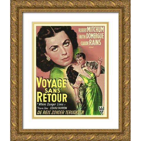 French - Where Danger Lives Gold Ornate Wood Framed Art Print with Double Matting by Hollywood Photo Archive