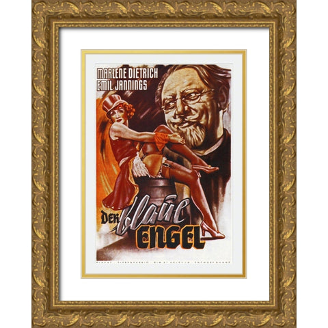 German - Blue Angel Gold Ornate Wood Framed Art Print with Double Matting by Hollywood Photo Archive