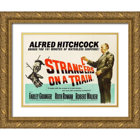 Strangers On A Train Gold Ornate Wood Framed Art Print with Double Matting by Hollywood Photo Archive