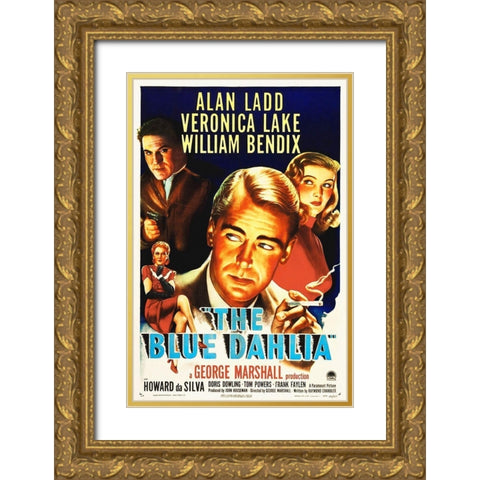 The Blue Dahlia Gold Ornate Wood Framed Art Print with Double Matting by Hollywood Photo Archive