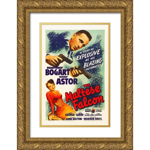 The Maltese Falcon Gold Ornate Wood Framed Art Print with Double Matting by Hollywood Photo Archive