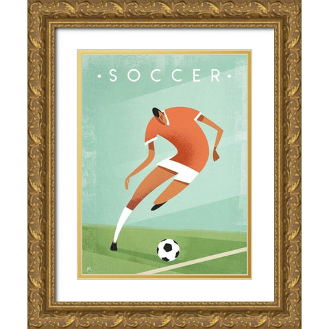 Soccer Gold Ornate Wood Framed Art Print with Double Matting by Wickstrom, Martin