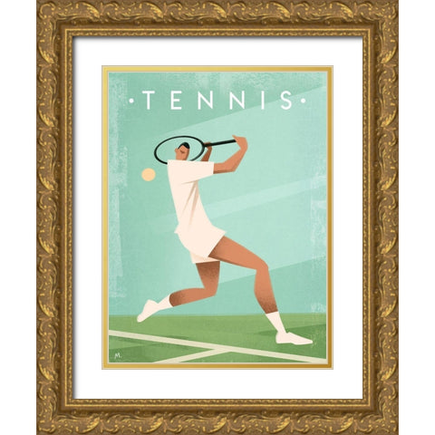 Tennis Gold Ornate Wood Framed Art Print with Double Matting by Wickstrom, Martin
